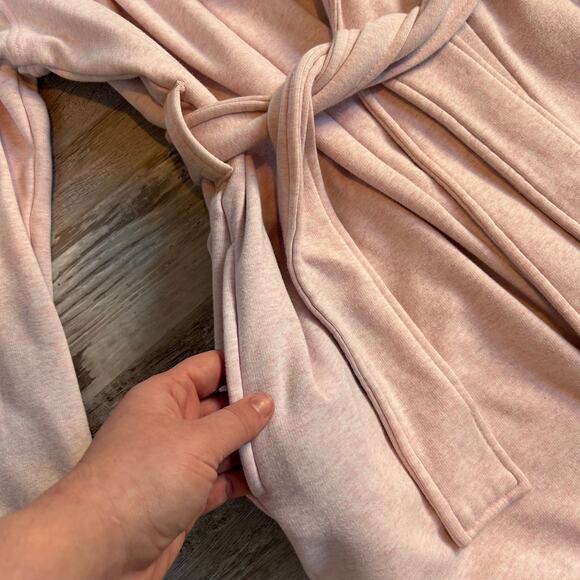 UGG Pink Cotton Fleece Robe Coat with Belted Waist Cozy Loungewear M - Picture 3 of 12